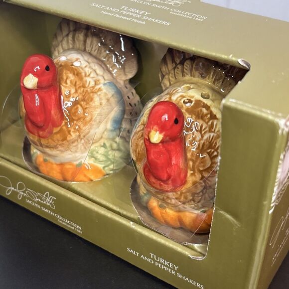 Thanksgiving Turkey Salt And Pepper Shakers Jaclyn Smith Collection Hand Painted - Picture 5 of 9